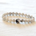Buddha Stones 3pcs Natural White Turquoise Frosted Stone Bead Yin Yang Wealth Bracelet Bracelet BS 7