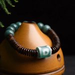 Tibetan Cyan Bodhi Seed Dzi Bead Coconut Shell Keep Away Evil Spirits Bracelet Bracelet BS 1