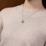 Buddha Stones White Jade 925 Sterling Silver Pearl Flower Blessing Necklace Pendant Ring Earrings Bracelet Necklaces & Pendants BS 11