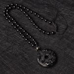 Buddha Stones Black Obsidian Dragon Phoenix Mandarin Duck Luck Protection Necklace Pendant Necklaces & Pendants BS 7