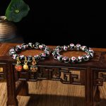 Buddha Stones Gold Swallowing Beast Family Pink Love Heart Luminous Fluorescent Liuli Glass Bead Bracelet Bracelet BS 13