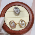 Buddha Stones Pearl Copper Plated Gold Flower Happiness Wealth Ring Ring BS 15