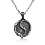 Buddha Stones Pure Tin Yin Yang Dragon Luck Strength Necklace Pendant Necklaces & Pendants BS Pendant&Common Chain