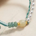 Buddha Stones 925 Sterling Silver Hetian Jade Braided Rope Pearl Abundance Bracelet 3