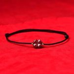 Buddha Stones Natural Cinnabar Four Leaf Clover Blessing Red String Bracelet Anklet Bracelet BS Black Anklet(Anklet Circumference 21-27cm) Without Golden Bead