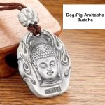 Buddha Stones Chinese Zodiac Natal Buddha Om Mani Padme Hum Lotus Compassion Necklace Pendant Necklaces & Pendants BS Dog/Pig-Amitabha Buddha