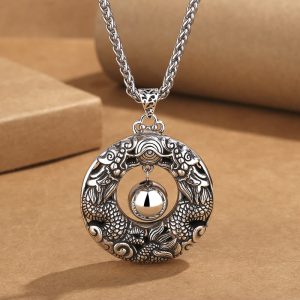 Buddha Stones Double Dragon Playing Bead Copper Protection Necklace Pendant Necklaces & Pendants BS Dragon(Protection♥Success)