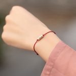 Buddha Stones 925 Sterling Silver Three Beads Protection String Bracelet Anklet Bracelet Anklet BS 8