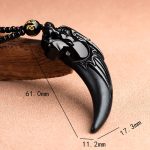 Buddha Stones Natural Black Jade Chinese Zodiac Dragon Tooth Pattern Protection Necklace Pendant Necklaces & Pendants BS 7