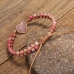 Buddha Stones Natural Rhodonite Love Heart Healing Bracelet Bracelet BS 4