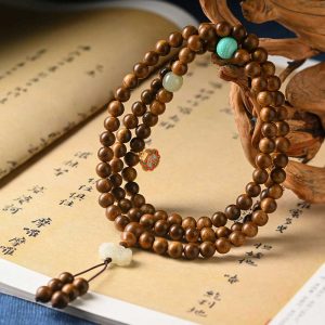 Buddha Stones Tibetan Rosewood Protection Calm Bracelet Mala Mala Bracelet BS main