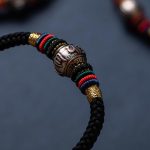 Buddha Stones 925 Sterling Silver Tibet Handmade Om Mani Padme Hum Luck Protection King Kong Knot Braided Bracelet Bracelet BS 15