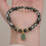 Buddha Stones Natural Green Phantom Confidence Gourd Buddha Charm Bracelet Bracelet BS 2