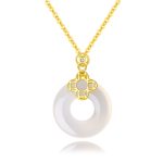 Buddha Stones 925 Sterling Silver Chalcedony Coin Peace Buckle Positive Necklace Pendant Necklaces & Pendants BS 4