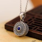 Buddha Stones 925 Sterling Silver Om Mani Padme Hum Lazurite Love Peace Necklace Pendant Necklaces & Pendants BS 2
