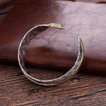 Buddha Stones Feather Pattern Carved Luck Wealth Cuff Bracelet Bangle Bracelet Bangle BS 8
