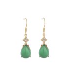 Buddha Stones Cyan Jade Luck Drop Earrings Earrings BS 4