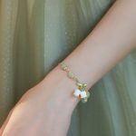 Buddha Stones Green Jade Bead Lily of the Valley Prosperity Chain Bracelet Bracelet BS 3