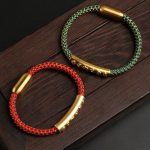 Buddha Stones Handmade 999 Sterling Silver Om Mani Padme Hum Protection Dragon Scale Braided Magnetic Buckle Bracelet Bracelet BS 15