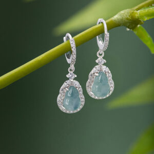 Buddha Stones 925 Sterling Silver Green Jade Gourd Abundance Drop Earrings Earrings BS Jade&925 Sterling Silver
