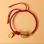 Buddha Stones Hetian Jade Peace Buckle Fu Character String Luck Bracelet 3