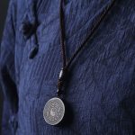 Buddha Stones Black Obsidian Bagua Yin Yang Strength Necklace Pendant Necklaces & Pendants BS 1