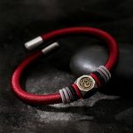 Buddha Stones 925 Sterling Silver Perfect Knot King Kong Knot Faith Strength Bracelet Bracelet BS Perfect Knot-Dark Red(Bracelet Size 21cm)