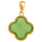 Buddha Stones 925 Sterling Silver Natural Hetian Jade Luck Four Leaf Clover Necklace Pendant Necklaces & Pendants BS 8