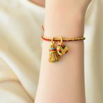 Buddha Stones Colorful Rope Luck Handmade Zongzi Golden Ball Charm Bracelet Bracelet BS 2