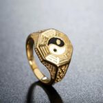 Buddha Stones Yin Yang Symbol Copper Luck Ring Rings BS 2