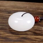 Buddha Stones Round Hetian White Jade Peace Buckle Blessing Necklace Pendant Necklaces & Pendants BS 8