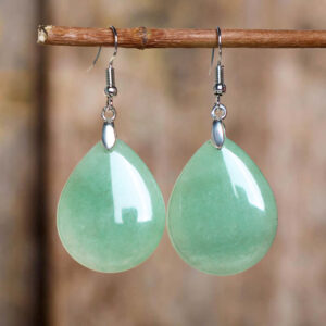 Buddha Stones Natural Aventurine Dangle Healing Drop Earrings Earrings BS Green Aventurine