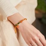 Buddha Stones Persimmon Red Agate Strength Reincarnation Knot Braid String Bracelet Bracelet BS 7