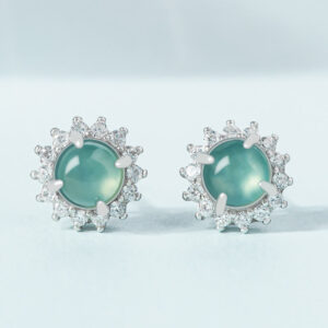 Buddha Stones 925 Sterling Silver Round Jade Luck Abundance Stud Earrings Earrings BS Jade(Prosperity♥Abundance)
