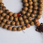 Buddha Stones 108 Mala Beads Bodhi Seed Red Agate Auspiciousness Bracelet Mala Bracelet BS 5
