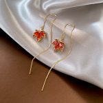 Buddha Stones Maple Leaf Zircon Luck Necklace Pendant Ring Earrings Necklaces & Pendants BS 6