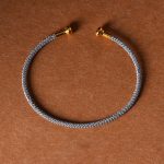 Buddha Stones Simple Design Handmade Luck Braid String Cuff Bracelet Bracelet BS Gray