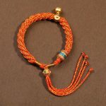 Buddha Stones Tibetan Handmade Luck Protection Thangka Prayer Wheel Bell Charm Braid String Bracelet Bracelet BS 17
