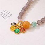 Buddha Stones Natural Gray Agate Peace And Joy Charm Balance Double Wrap Bracelet Bracelet BS 5