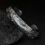 Buddha Stones 999 Sterling Silver 990 Gold Koi Fish Luck Wealth Success Bracelet Bangle Bracelet Bangle BS 6