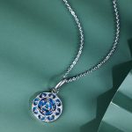 Buddha Stones 925 Sterling Silver Round Turquoise Three Rabbits Balance Necklace Pendant Necklaces & Pendants BS 3