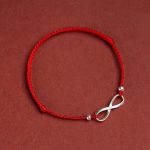 Buddhastoneshop 925 Sterling Silver Endless Knot Protection Luck Red String Bracelet Anklet