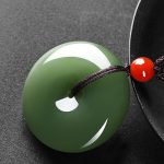 Buddha Stones Natural Round Jade Peace Buckle Prosperity Necklace String Pendant Necklaces & Pendants BS 10