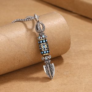 Buddha Stones Tibetan Om Mani Padme Hum Protection Wealth Rotatable Necklace Pendant Necklaces & Pendants BS Om Mani Padme Hum-1