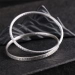 Buddha Stones 999 Sterling Silver Heart Sutra Carved Protection Bracelet Bangle Bracelet Bangle BS 2