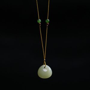 Buddha Stones Natural Hetian Jade Small Bag Pattern Prosperity String Necklace Pendant Necklaces & Pendants BS Hetian Jade 22.5*20.3*10.5mm