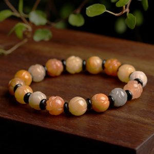 Buddha Stones Golden Silk Jade Lotus Wealth Luck Bracelet Bracelet BS main