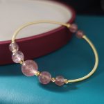 Buddha Stones Natural Strawberry Quartz Love Healing Bracelet Bangle Bracelet BS 1