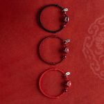 Buddha Stones Handmade Cinnabar Peace Buckle Safe and Healthy Charm Blessing String Bracelet Anklet Bracelet Anklet BS 11