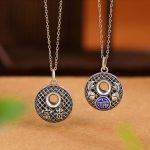 Buddha Stones 999 Sterling Silver Koi Fish Fu Character Lotus Peace Buckle Wealth Necklace Pendant Necklaces & Pendants BS 9